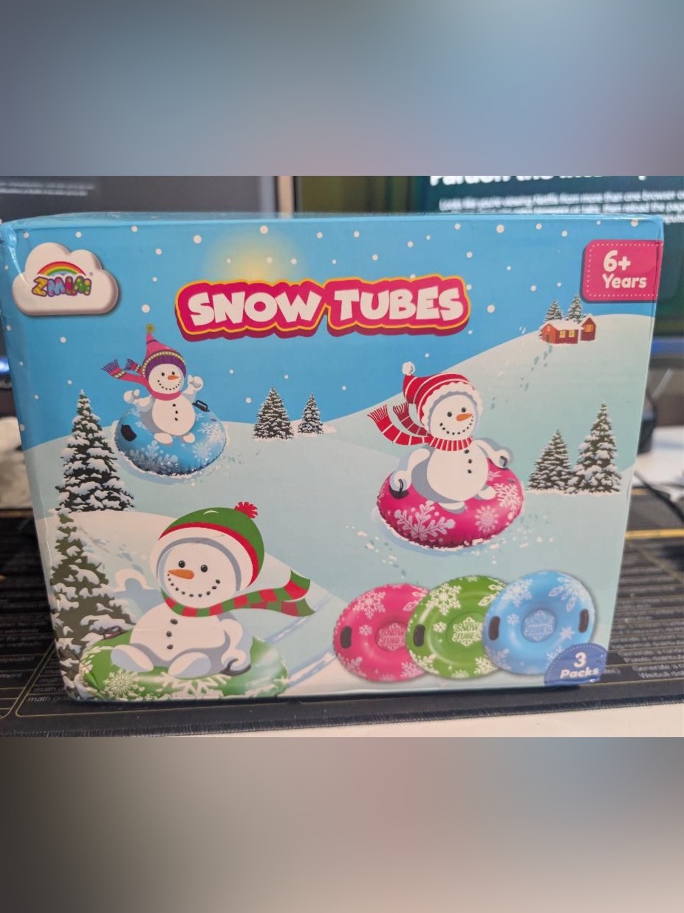 Snow Tubes Inflatable Ride-On - Pink, Green, Blue